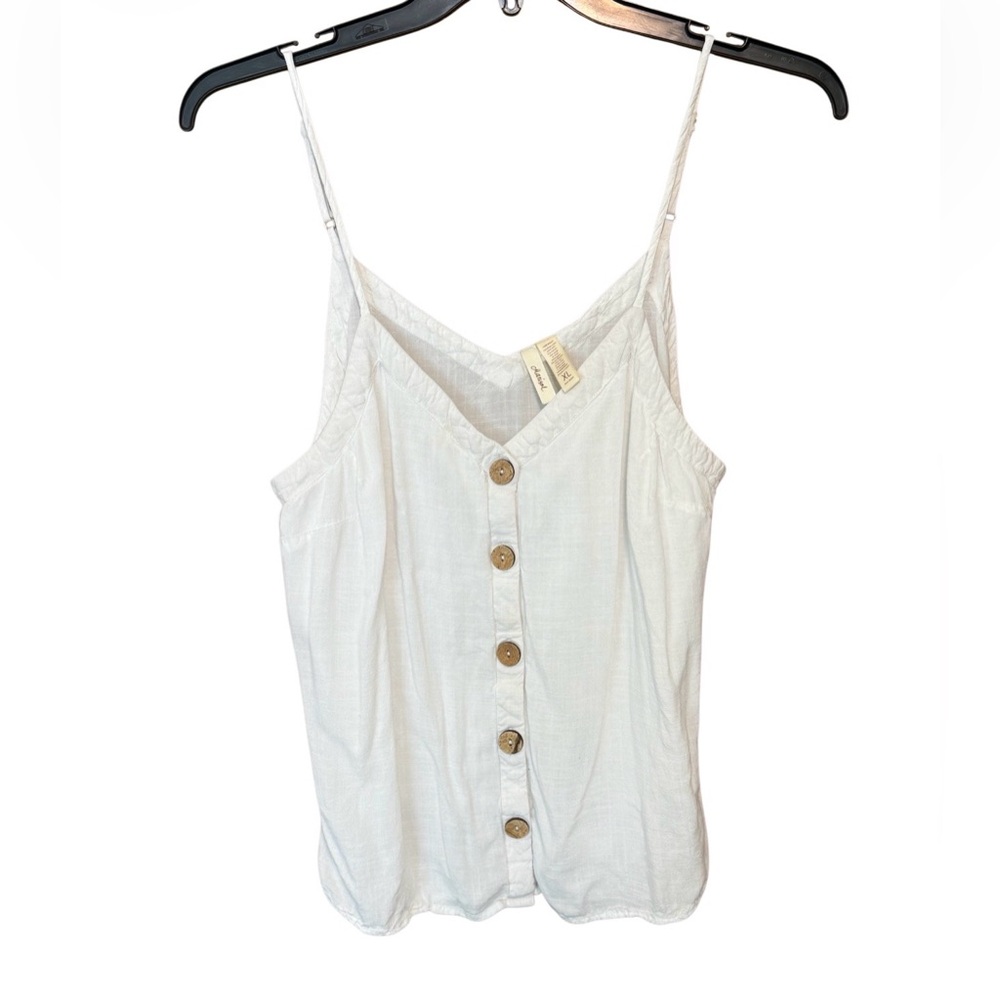 Marisol White Button Front Tank Top XL 100% Rayon Adjustable Strap Summer Blouse